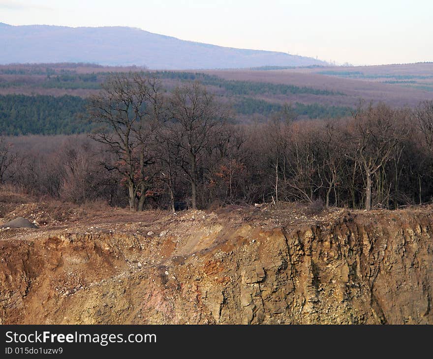 Open mining with forest trees