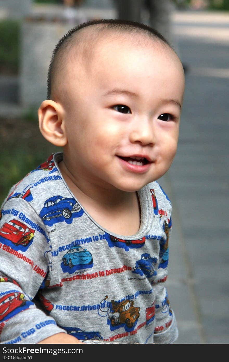 Cute, happy laughing boy in the morning.