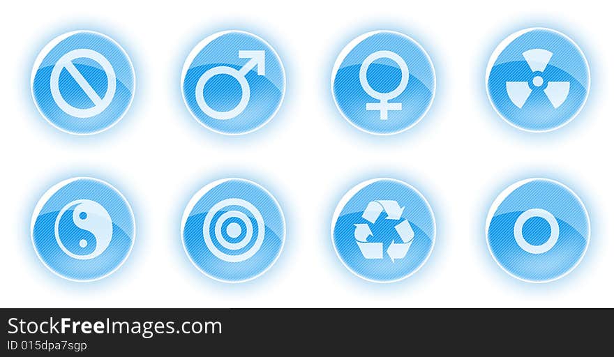 Circled icons for web design. Blue series. Circled icons for web design. Blue series.