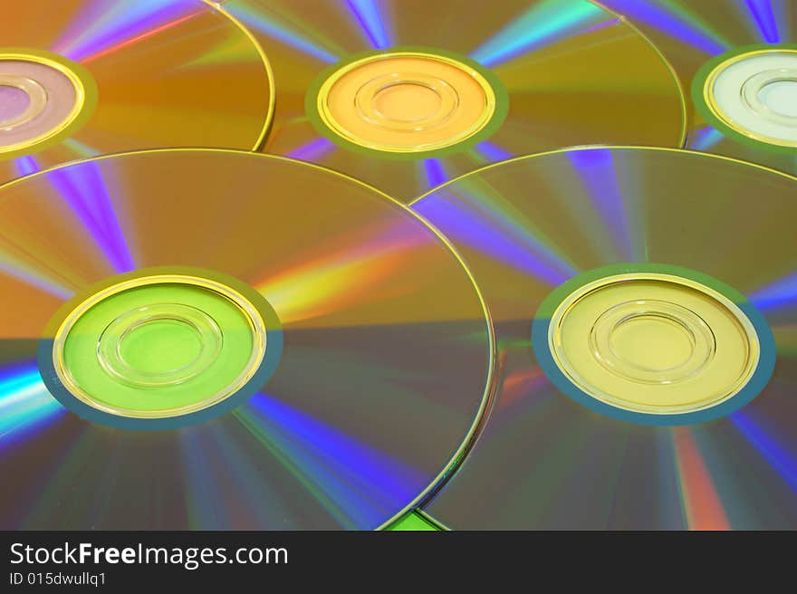 A simple background with five colorful disks