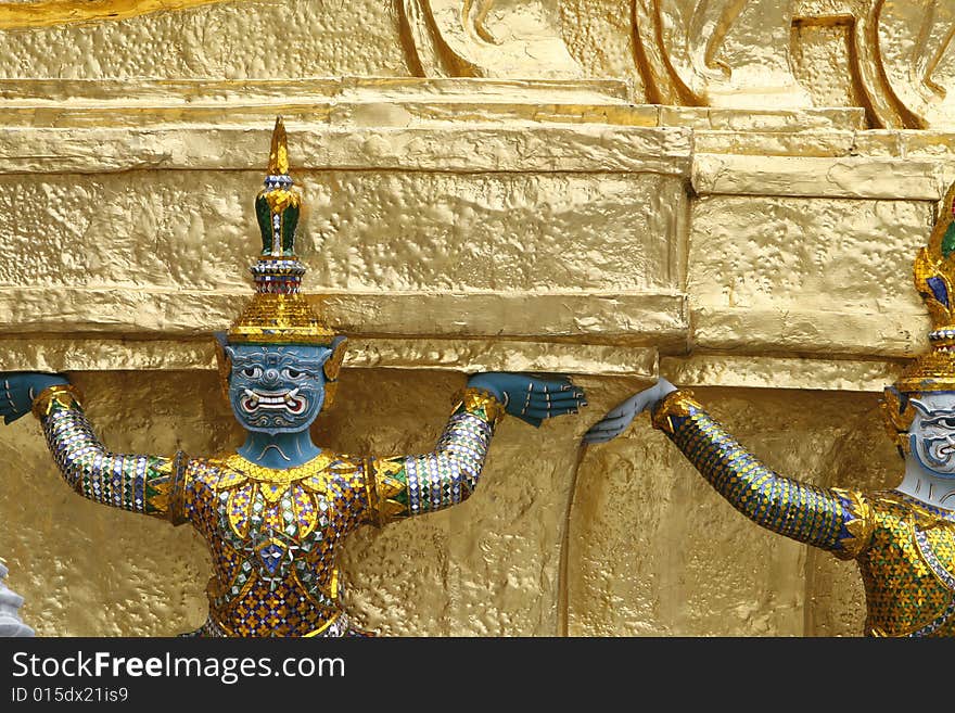 A guard in a temple at Bangkok, Thailand. A guard in a temple at Bangkok, Thailand