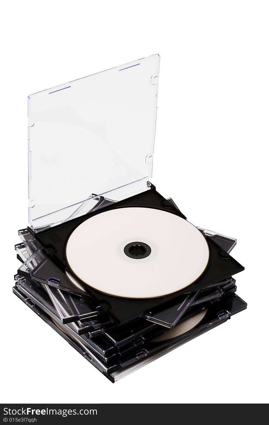 Disk cd in boxes on a white background