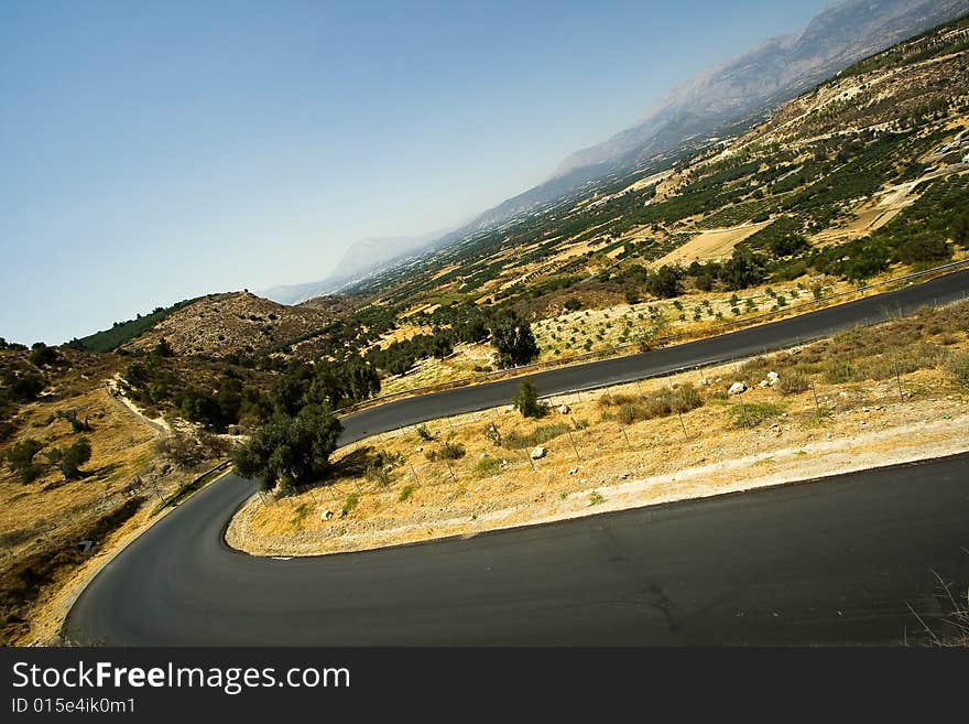 Winding road with curves in mountains