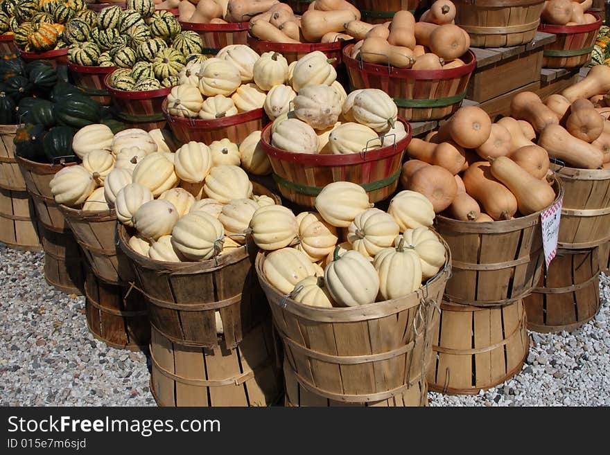 Autumn squash at a farm stand. Autumn squash at a farm stand