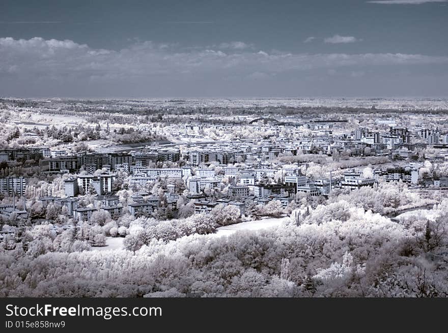 Infrared panoramic city