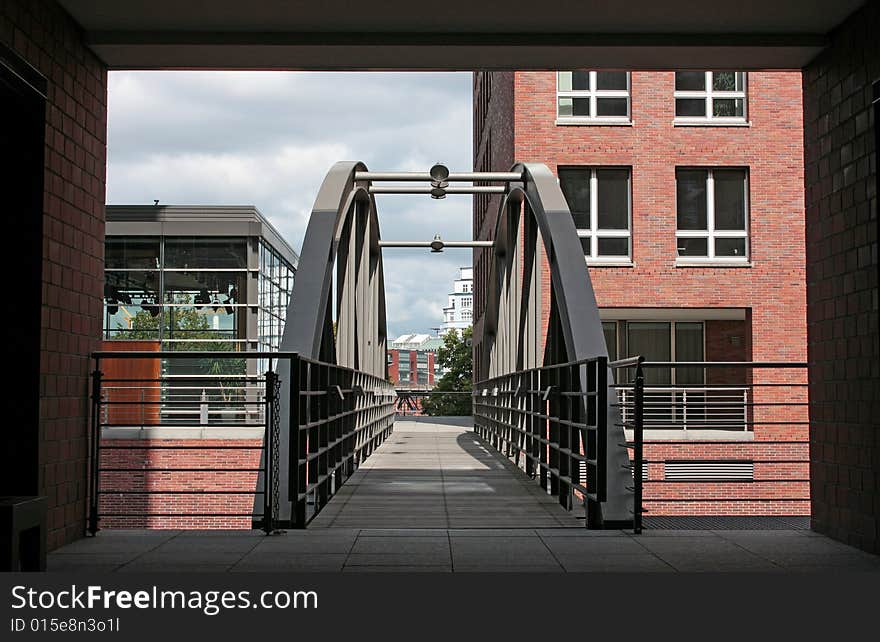 Typical bridge in Hamburg located in the historic part of the city the so called Speicherstadt