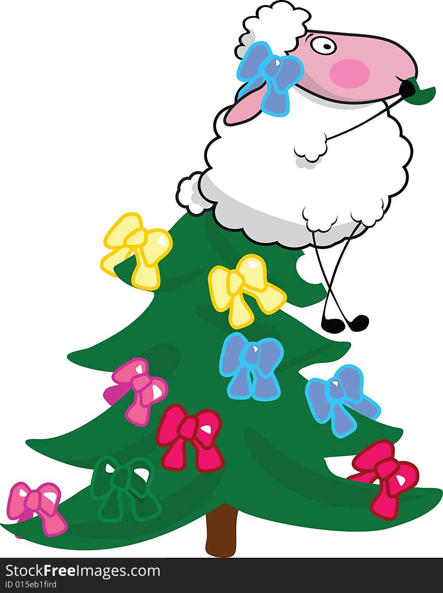 Sheep on christmas tree