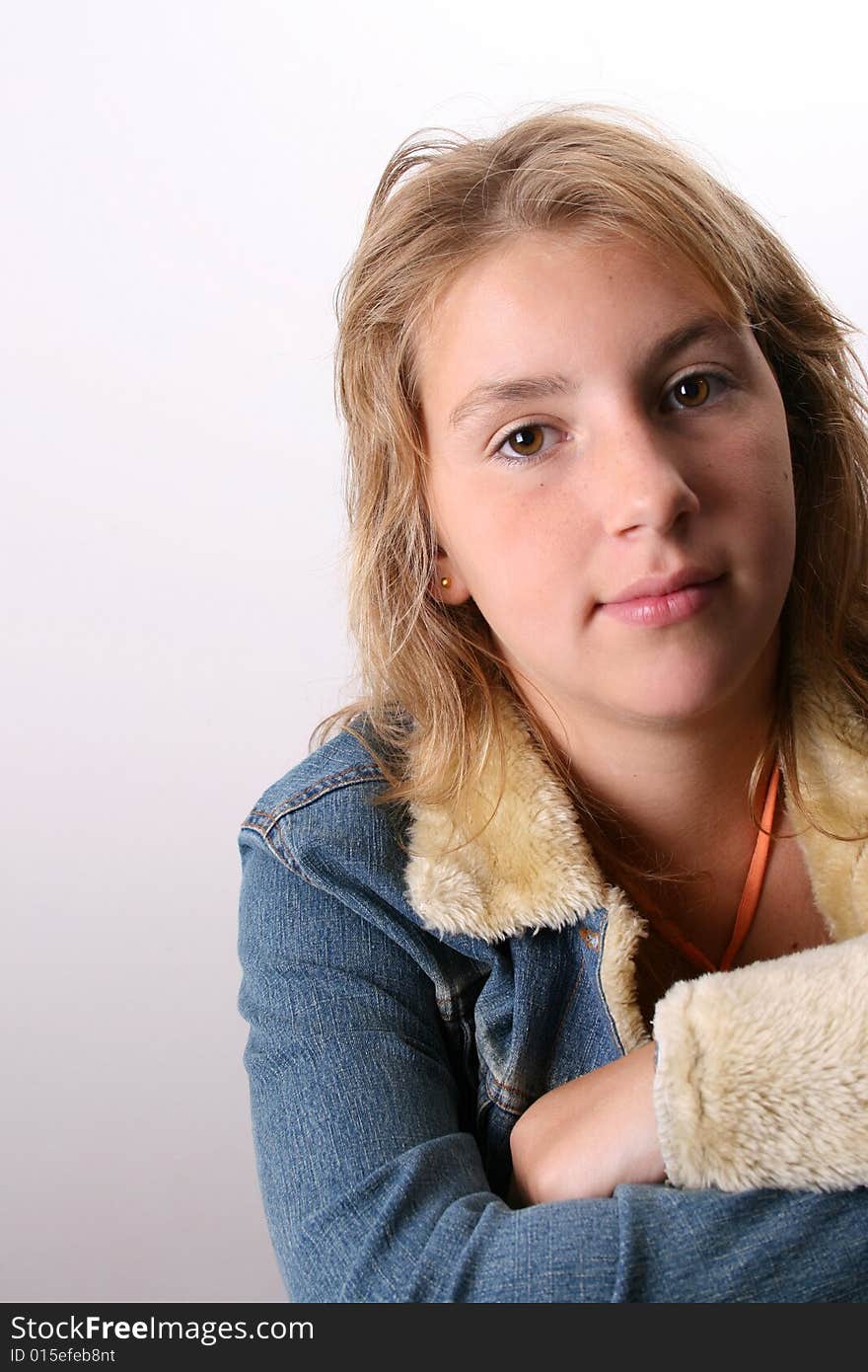 Teenage female model on a white background. Teenage female model on a white background