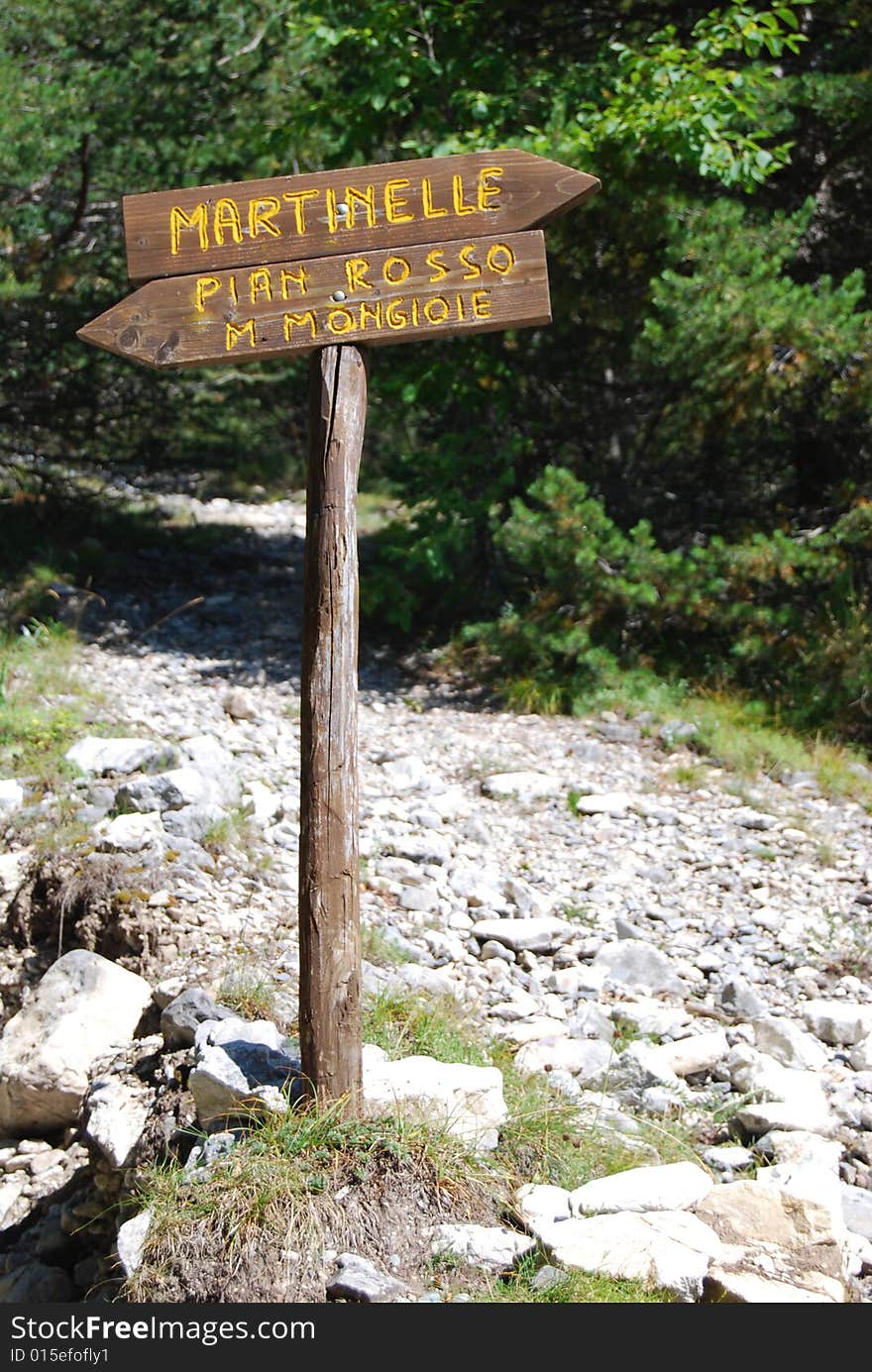 Paths in mountain near Mongioie mountain in Piedmont, Italy.