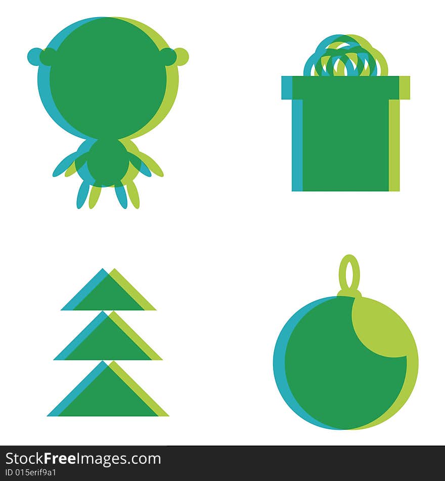 Set of four Christmas elements. Set of four Christmas elements