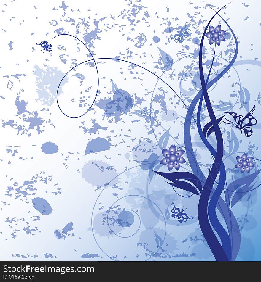 Decorative floral on grunge background, vector illustration.
Additional format: AI