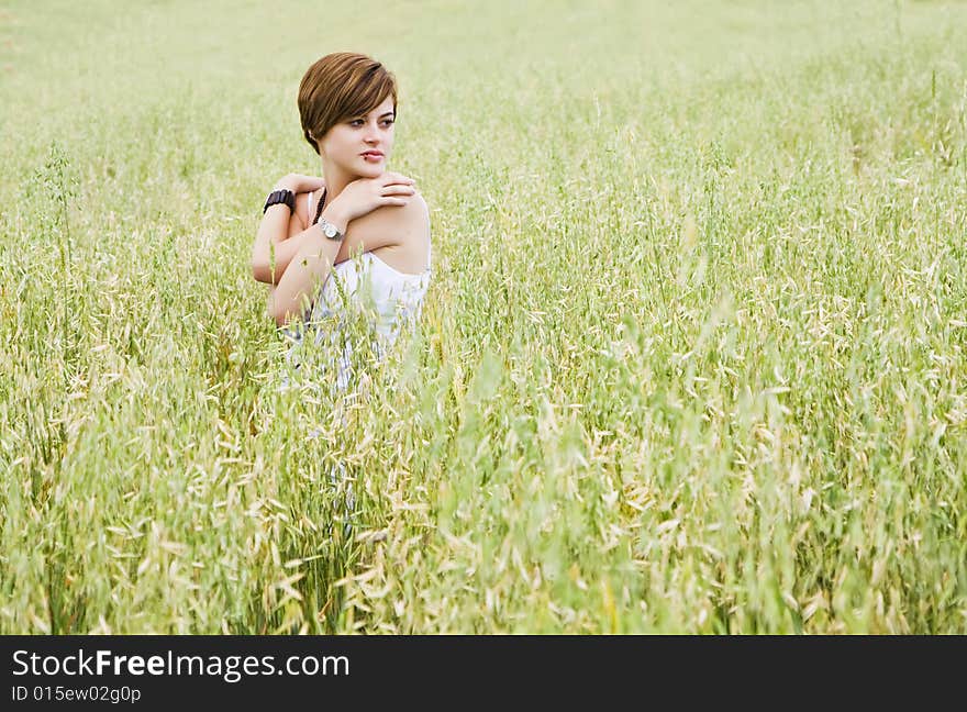 Loving model on field