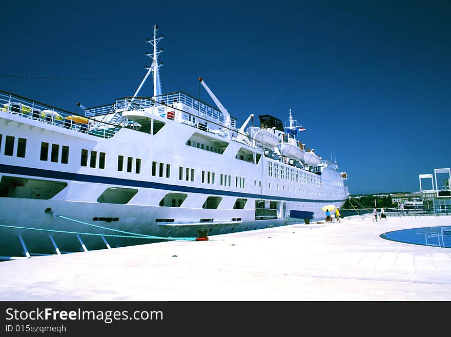 Large ship at a port