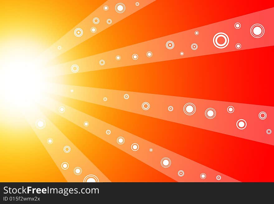 Vector sun rays with circles on them.