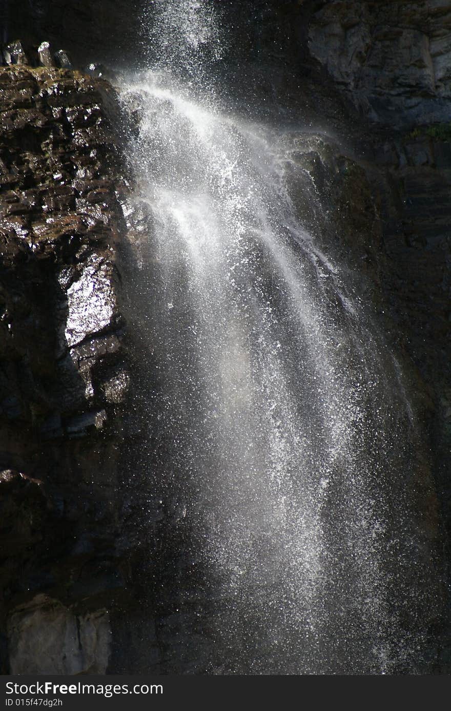 Water fall captured as if it were crystals falling from the sky. Water fall captured as if it were crystals falling from the sky