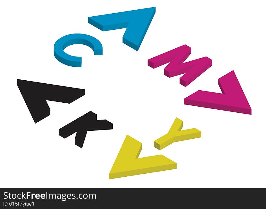 Cmyk arrows in white background, vector. Cmyk arrows in white background, vector