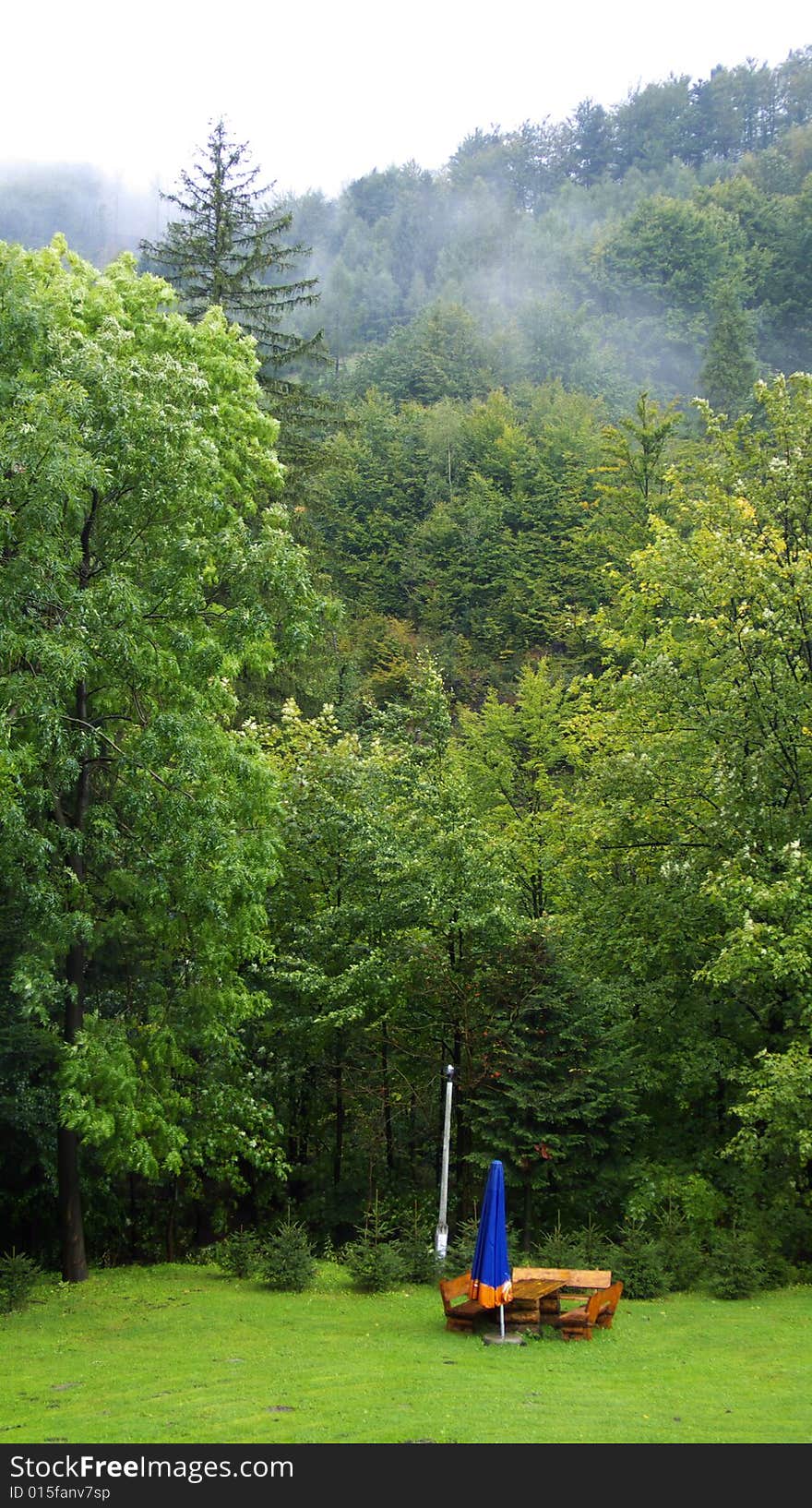 Empty Picnic Area due to rainy Weather. Empty Picnic Area due to rainy Weather