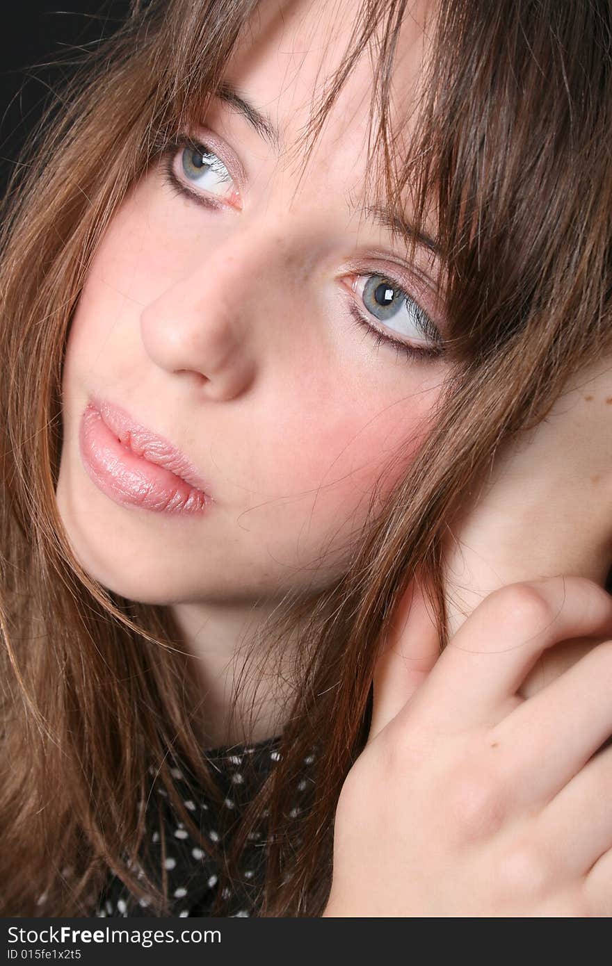 Close up of a teen model with beautiful blue eyes. Close up of a teen model with beautiful blue eyes