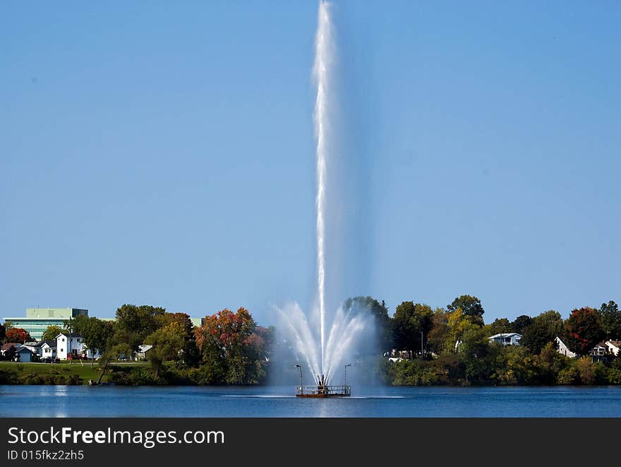 Tall Fountain in a Lake