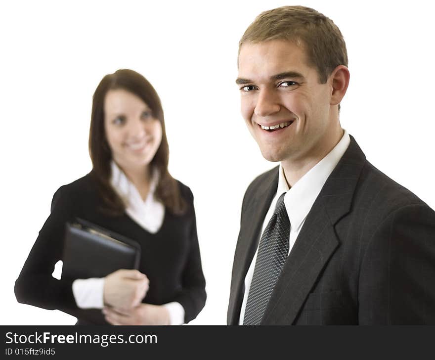 A male and female business team. A male and female business team