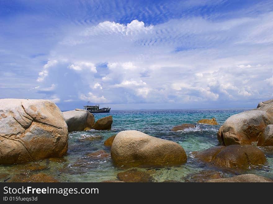 Beautiful sunrise in early morning on malaysia ocean