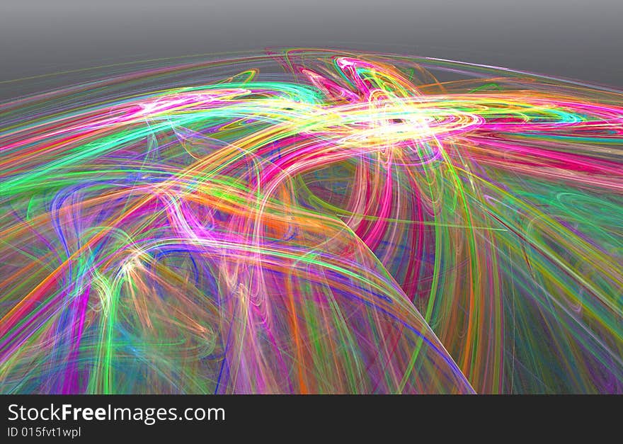 A fractal illustration of brightly colored swirled lines. A fractal illustration of brightly colored swirled lines