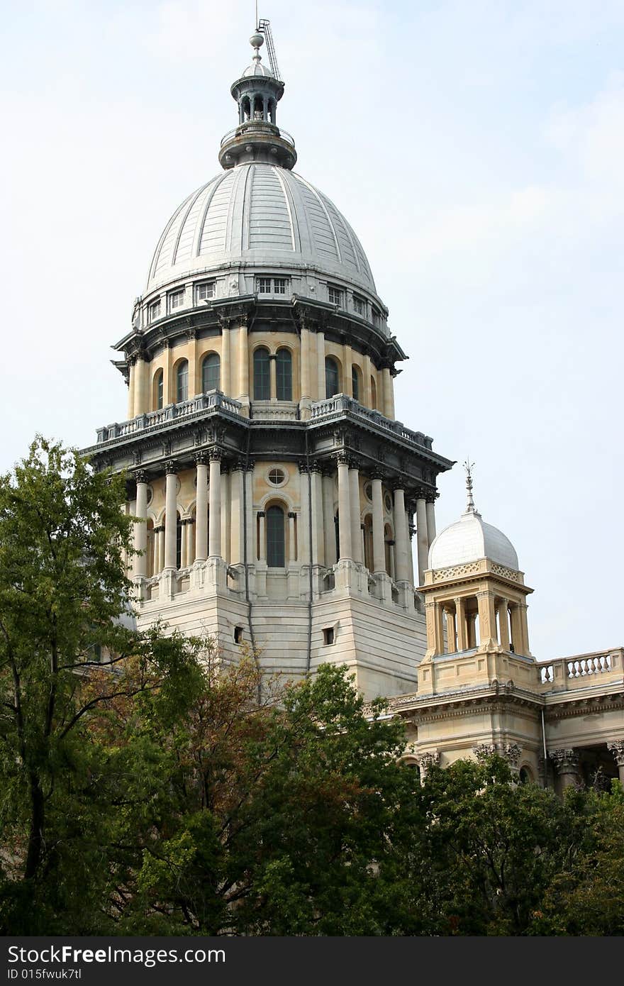 The Illinois state capitol building located in Springfield Illinois