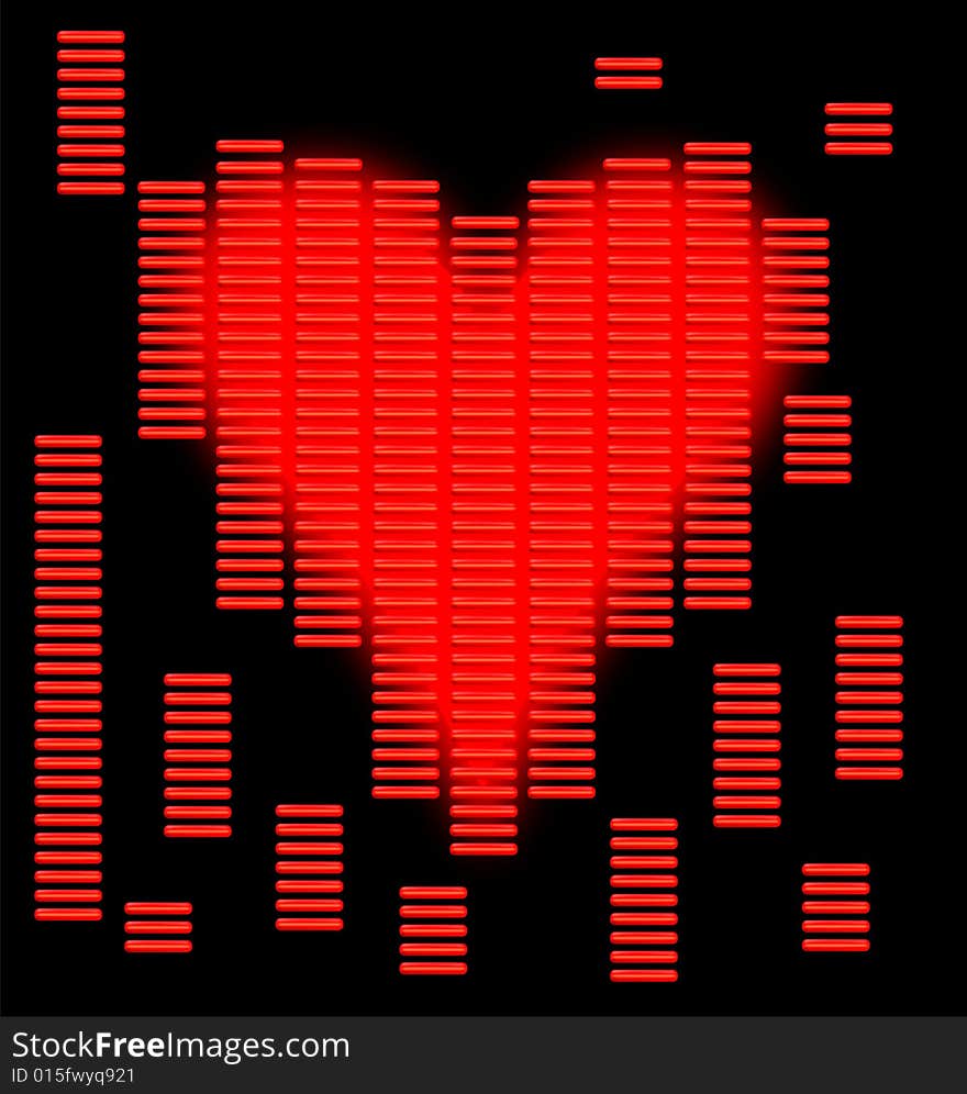 Illustration of a heart in a techno environment. Illustration of a heart in a techno environment