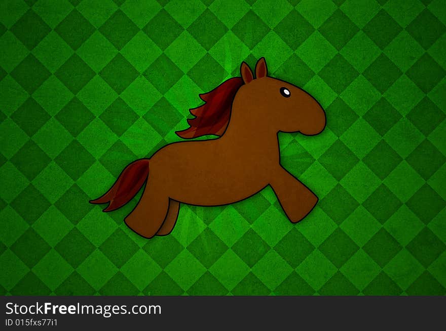 Baby Horse on green background