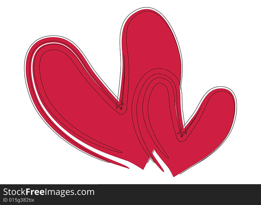 Brush stroke hearts - vector