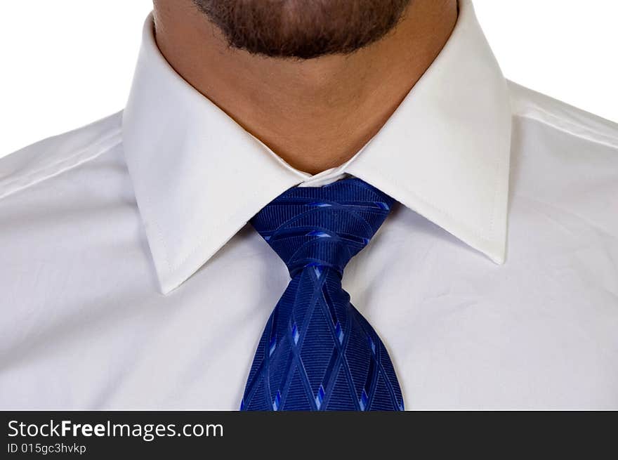 Close up of tie against white background