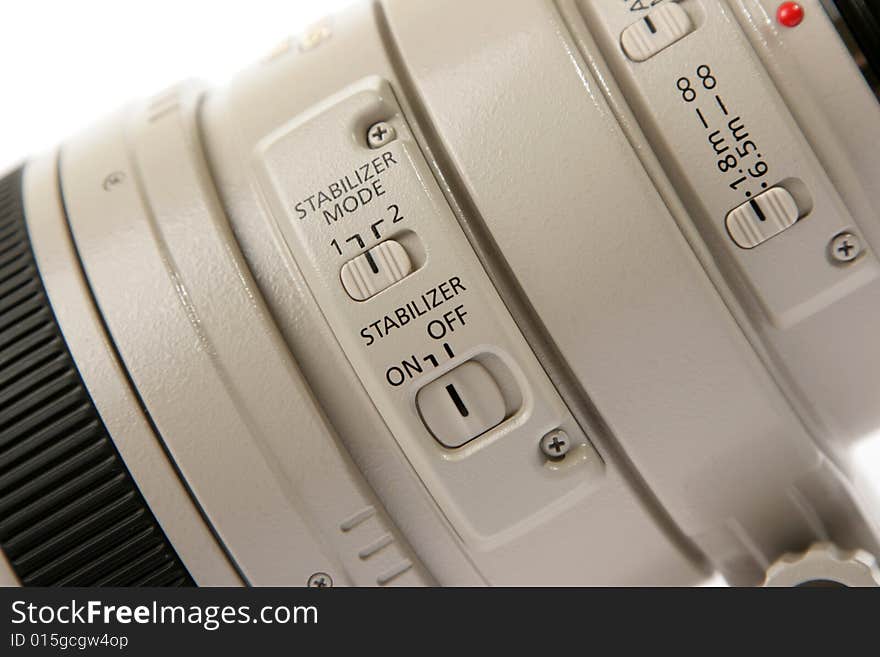 Camera telephoto isolated on the white