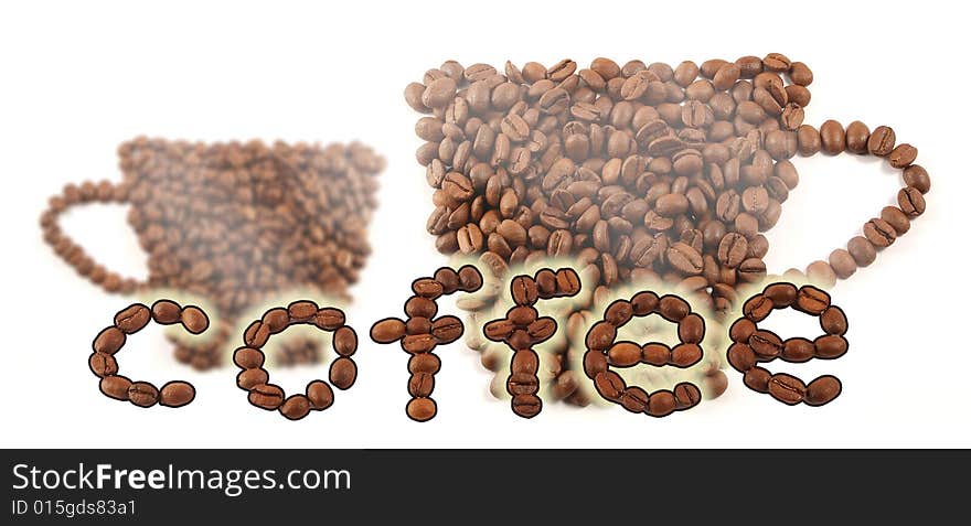 Coffee beans - cup and letters