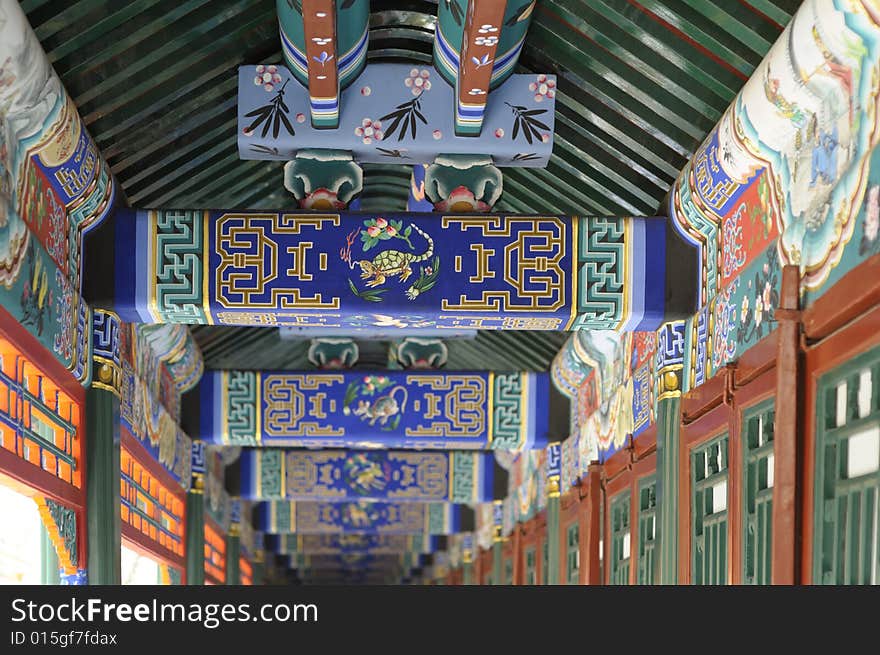 Roof detail of a building in Summer Palace, Beijing, China. Roof detail of a building in Summer Palace, Beijing, China