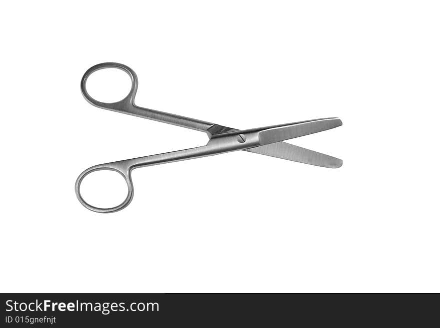 Medical scissors on white background