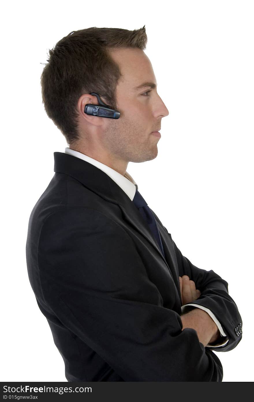 Businessman using bluetooth