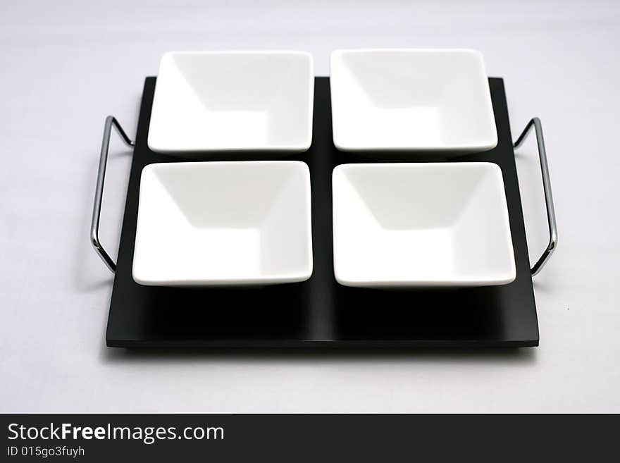 Plate with four coups on white background. Plate with four coups on white background.