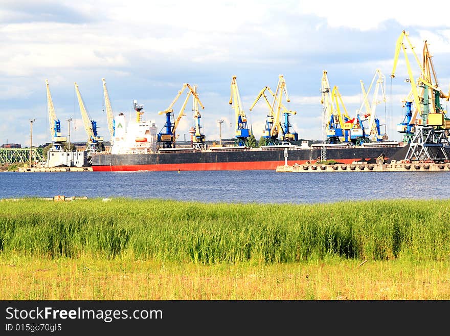 Working crane in the port