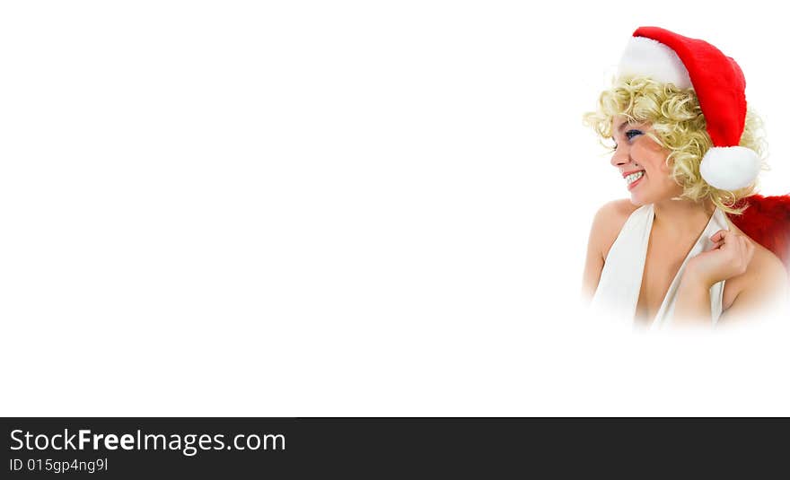 Beautiful woman with wings on isolated background