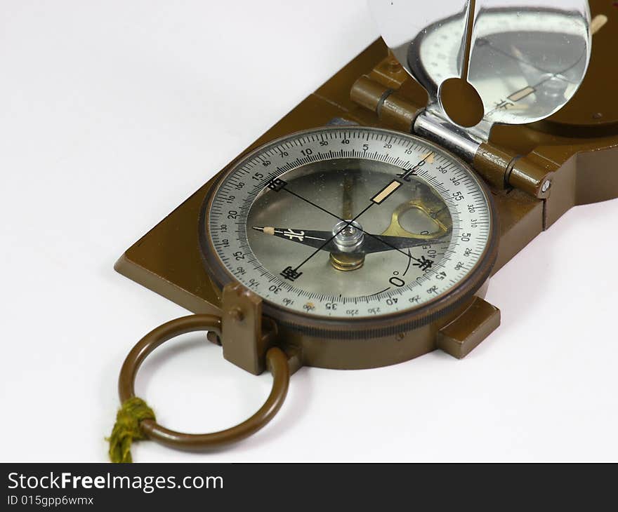 Military Compass On White Background