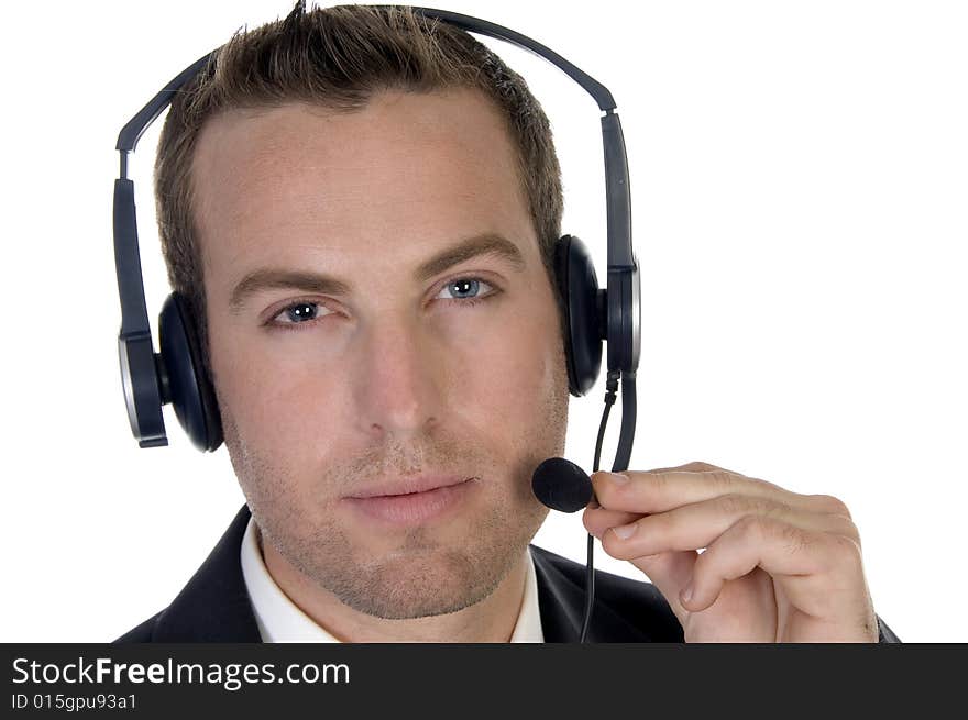 Portrait of handsome businessman with white background