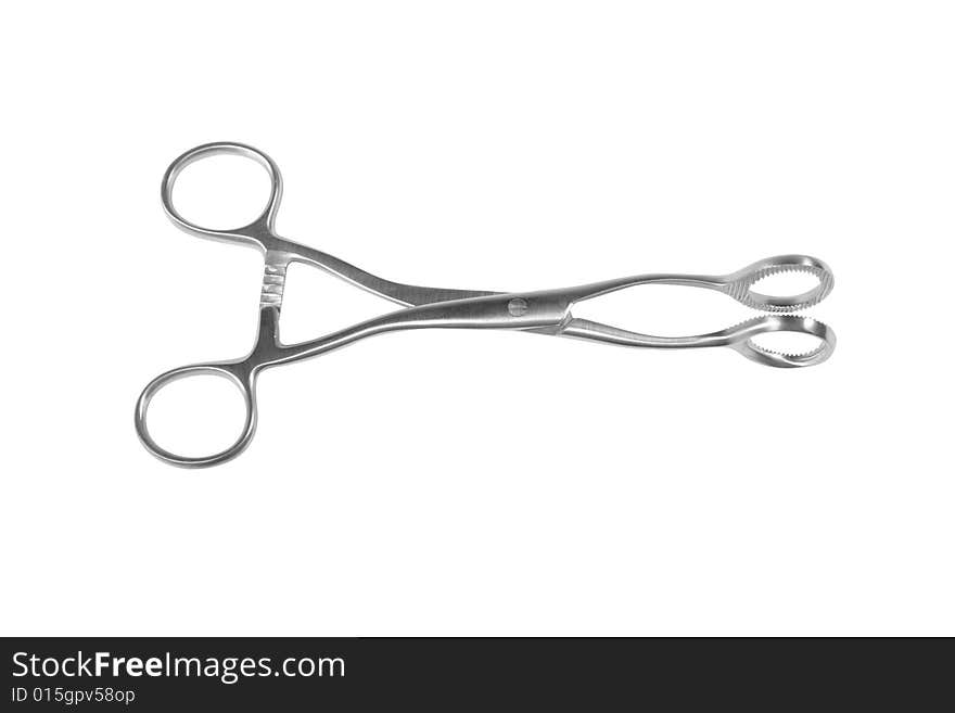 Medical scissors on white background