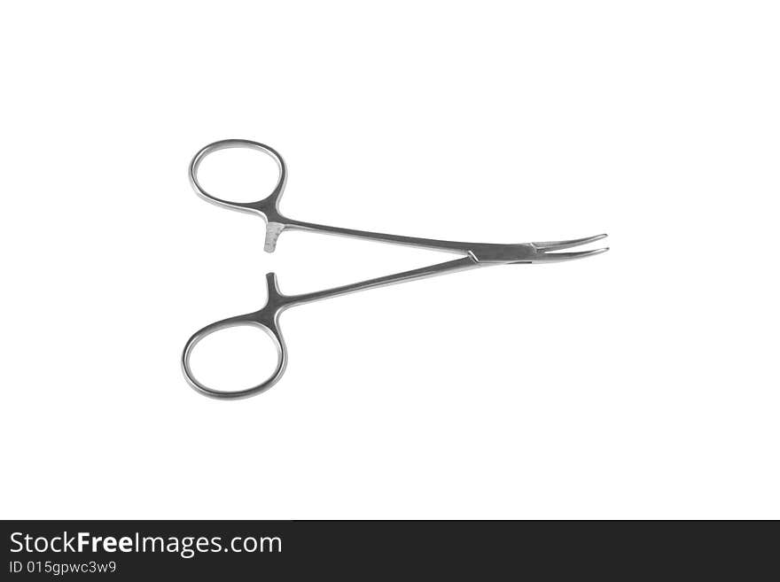 Medical scissors on white background