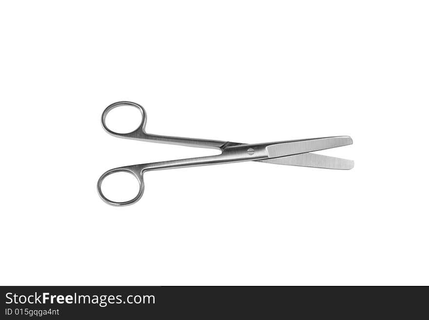 Medical scissors on white background