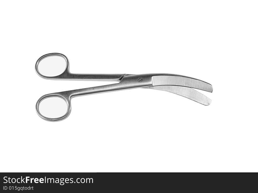 Medical scissors on white background