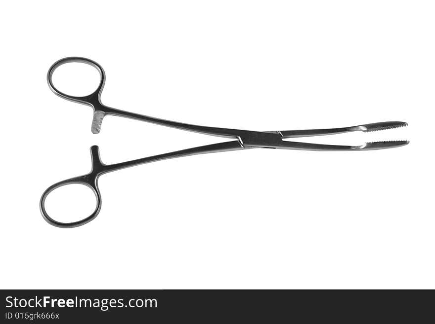 Medical scissors on white background