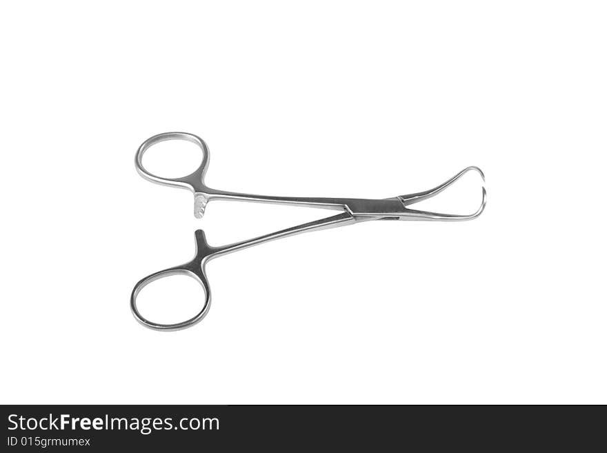 Medical scissors on white background