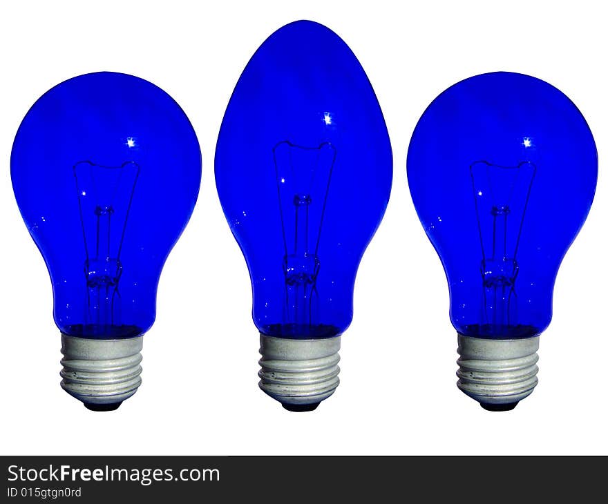 different long blue lamp isolated. different long blue lamp isolated