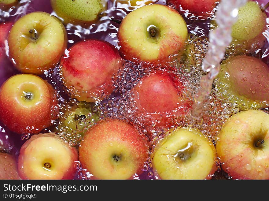 Fresh fruit, apples,  - swim in juice, water. Fresh fruit, apples,  - swim in juice, water.