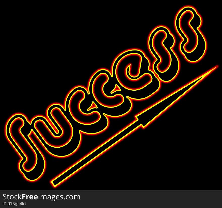 Success neon sign isolated on black